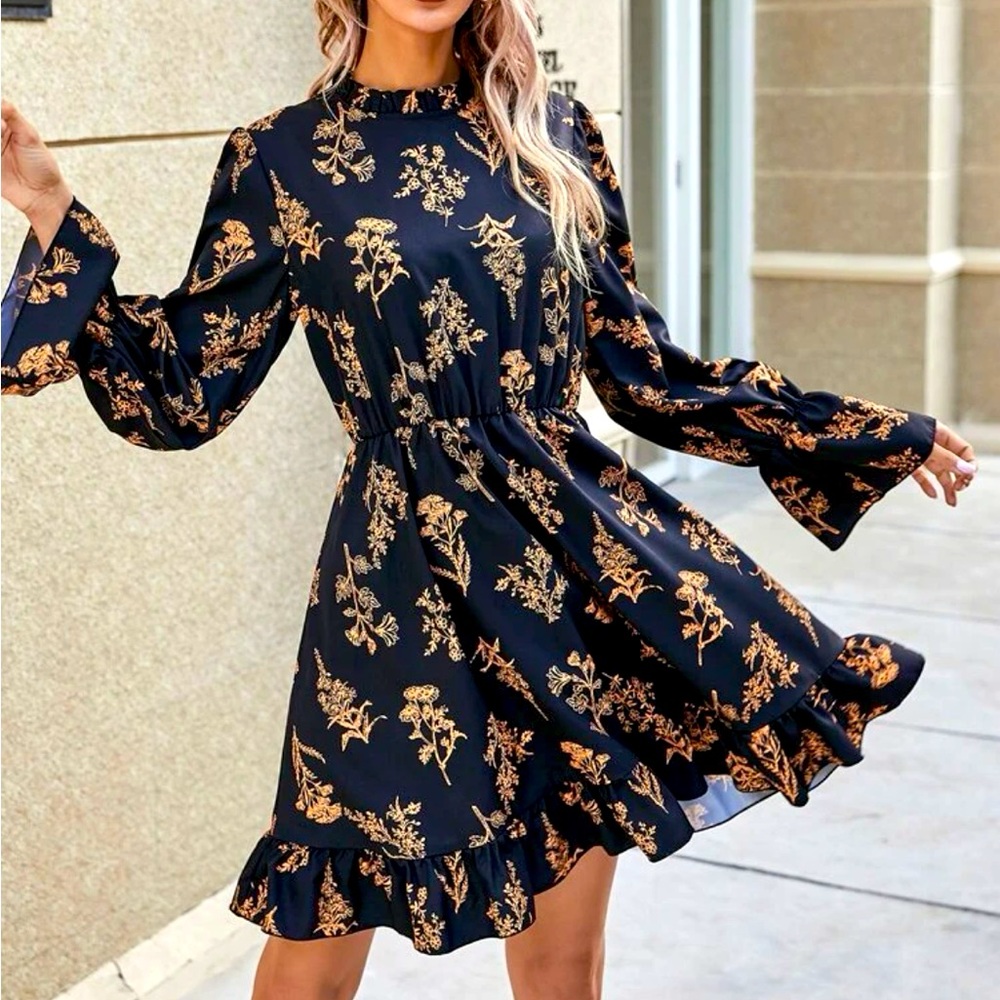 Ruffle hem floral dress